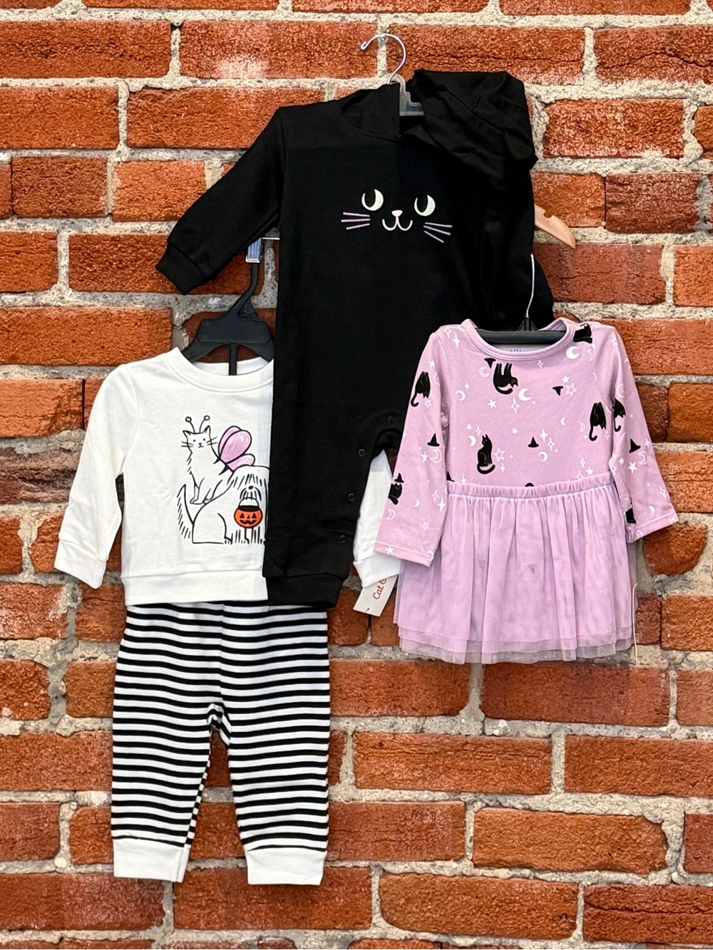 🖤💜 NWT Cat & Jack Halloween Baby Outfit Bundle  - Romper - Dress - Sweatsuit 💜🖤